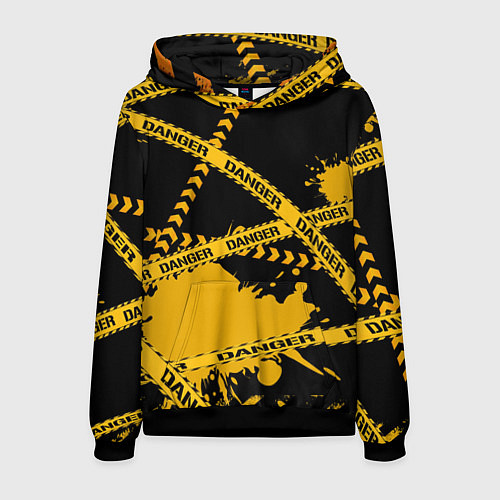 Мужская толстовка Лента DANGER / 3D-Черный – фото 1