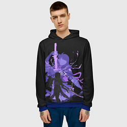 Толстовка-худи мужская Genshin Impact Raiden, цвет: 3D-синий — фото 2