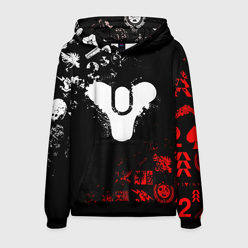 Мужская толстовка DESTINY 2 RED & WHITE PATTERN LOGO / 3D-Черный – фото 1