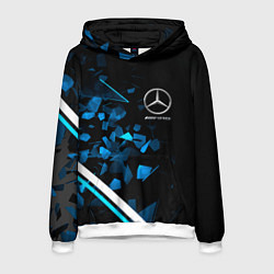 Толстовка-худи мужская Mercedes AMG Осколки стекла, цвет: 3D-белый