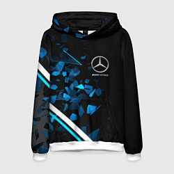 Толстовка-худи мужская Mercedes AMG Осколки стекла, цвет: 3D-белый
