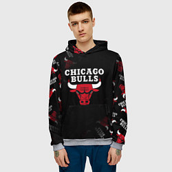 Толстовка-худи мужская ЧИКАГО БУЛЛС БЫКИ CHICAGO BULLS, цвет: 3D-меланж — фото 2