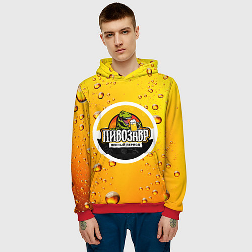Мужская толстовка Пивозавр 3d hd / 3D-Красный – фото 3