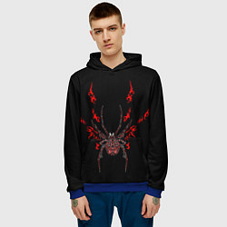 Толстовка-худи мужская Красно белый паук, цвет: 3D-синий — фото 2