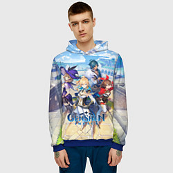 Толстовка-худи мужская Genshin Impact: Ци Ци, цвет: 3D-синий — фото 2