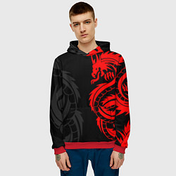 Толстовка-худи мужская КРАСНЫЙ ДРАКОН ТАТУ RED DRAGON TATTOO, цвет: 3D-красный — фото 2