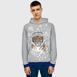 Толстовка-худи мужская Снежный тигр, цвет: 3D-синий — фото 2