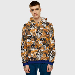 Толстовка-худи мужская Разные Собаки, цвет: 3D-синий — фото 2