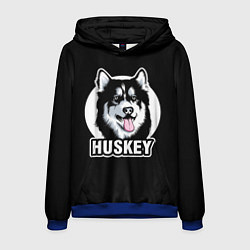 Толстовка-худи мужская Собака Хаски Husky, цвет: 3D-синий