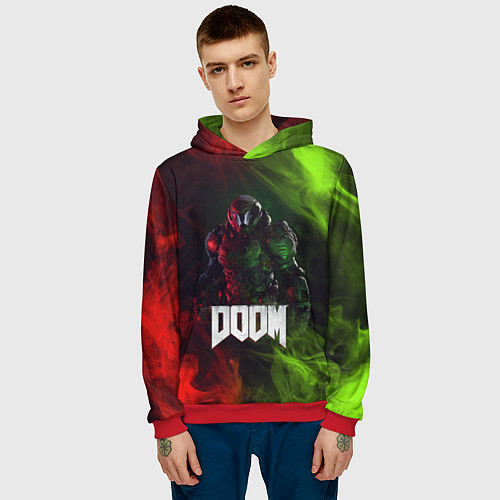 Мужская толстовка Doomguy Doom / 3D-Красный – фото 3