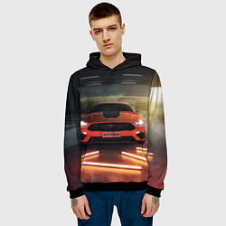 Толстовка-худи мужская Форд Мустанг, Ford Mustang, цвет: 3D-черный — фото 2
