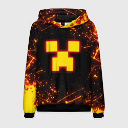 Толстовка-худи мужская ОГНЕННЫЙ КРИПЕР, МАЙНКРАФТ, цвет: 3D-черный