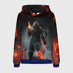Толстовка-худи мужская TES SKYRIM DOVAHKIN FLAME ДРАКОНОРОЖДЕННЫЙ, цвет: 3D-синий