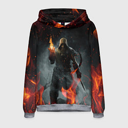 Толстовка-худи мужская TES SKYRIM DOVAHKIN FLAME ДРАКОНОРОЖДЕННЫЙ, цвет: 3D-меланж