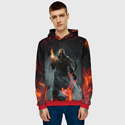 Толстовка-худи мужская TES SKYRIM DOVAHKIN FLAME ДРАКОНОРОЖДЕННЫЙ, цвет: 3D-красный — фото 2