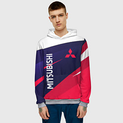 Толстовка-худи мужская MITSUBISHI ТРИКОЛОР, цвет: 3D-меланж — фото 2