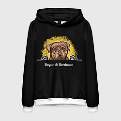 Толстовка-худи мужская Бордоский Дог Dogue de bordeaux, цвет: 3D-белый