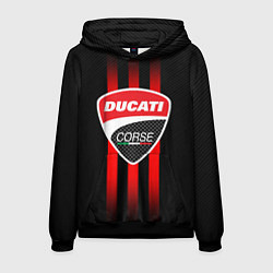 Толстовка-худи мужская DUCATI CARBON LOGO ITALY CONCERN, цвет: 3D-черный