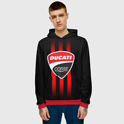 Толстовка-худи мужская DUCATI CARBON LOGO ITALY CONCERN, цвет: 3D-красный — фото 2