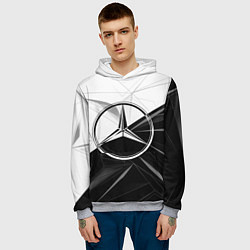 Толстовка-худи мужская MERCEDES-BENZ МЕРСЕДЕС-БЕНЗ BLACK AND WHITE, цвет: 3D-меланж — фото 2