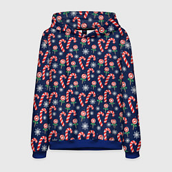 Толстовка-худи мужская Christmas Candy, цвет: 3D-синий
