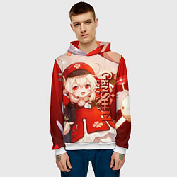 Толстовка-худи мужская Кли - Геншин импакт, цвет: 3D-белый — фото 2