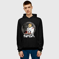 Толстовка-худи мужская Доги Космонавт Мем Наса Doge, цвет: 3D-черный — фото 2