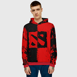 Толстовка-худи мужская DOTA 2 БРЫЗГИ КРАСОК, КРАСНО ЧЁРНЫЙ ЛОГО, цвет: 3D-красный — фото 2