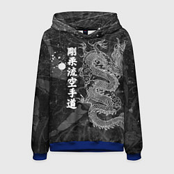 Толстовка-худи мужская Токийский Дракон Иероглифы Dragon Japan, цвет: 3D-синий