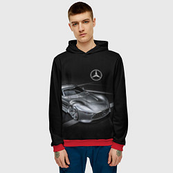 Толстовка-худи мужская Mercedes-Benz motorsport black, цвет: 3D-красный — фото 2