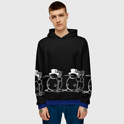 Толстовка-худи мужская Снеговик на черном фоне, цвет: 3D-синий — фото 2