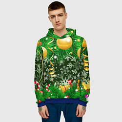 Толстовка-худи мужская Новогоднее Настроение Елка, цвет: 3D-синий — фото 2