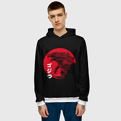 Толстовка-худи мужская ГОДЗИЛА, ИЕРОГЛИФЫ, цвет: 3D-белый — фото 2