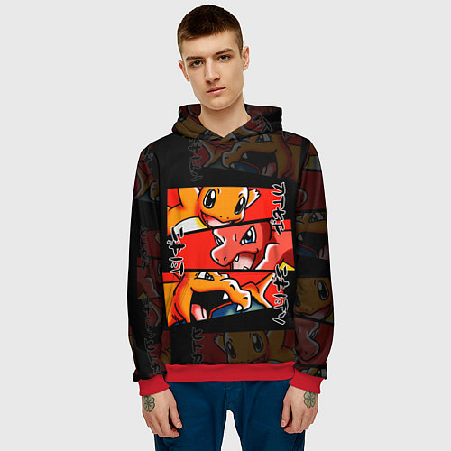 Мужская толстовка РЫЖИЙ ДРАКОН ПОКЕМОНЫ ЧАРМАНДЕР / 3D-Красный – фото 3