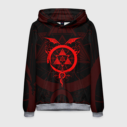 Мужская толстовка СТАЛЬНОЙ АЛХИМИК КРАСНАЯ ЭМБЛЕМА / 3D-Меланж – фото 1