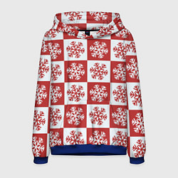 Толстовка-худи мужская Шахматные Снежинки, цвет: 3D-синий