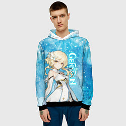 Толстовка-худи мужская GENSHIN IMPACT НОВОГОДНИЙ, ЛЮМИН, цвет: 3D-черный — фото 2