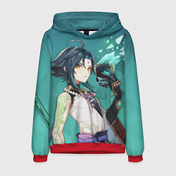 Толстовка-худи мужская Genshin Impact Xiao Сяо, цвет: 3D-красный