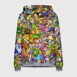 Толстовка-худи мужская ПОКЕМОНЫ В ПИКСЕЛЯХ PIXEL POKEMON, цвет: 3D-меланж