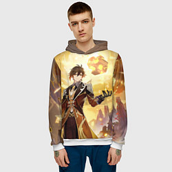 Толстовка-худи мужская Zhongli Order, цвет: 3D-белый — фото 2