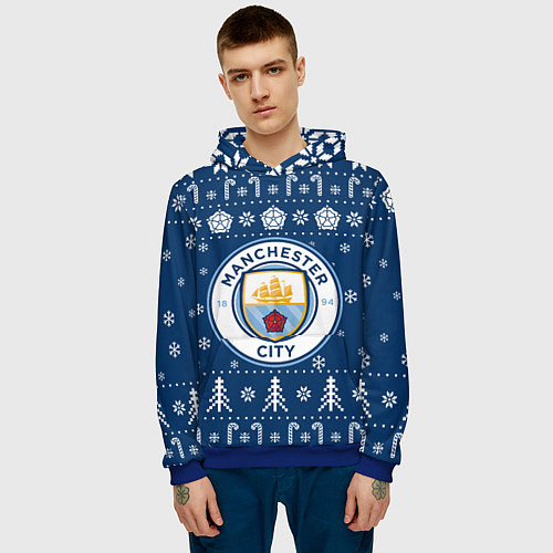 Мужская толстовка Манчестер Сити Новогодний / 3D-Синий – фото 3