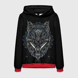 Толстовка-худи мужская ЭТНИЧЕСКАЯ ЛИСА FOX ABSTRACT, цвет: 3D-красный