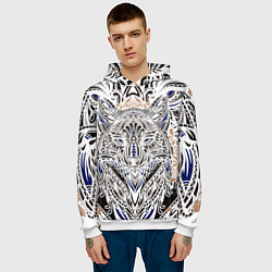 Толстовка-худи мужская БЕЛАЯ ЭТНИЧЕСКА ЛИСА WHITE FOX, цвет: 3D-белый — фото 2
