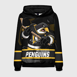 Толстовка-худи мужская Питтсбург Пингвинз, Pittsburgh Penguins, цвет: 3D-черный
