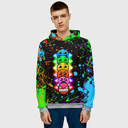 Толстовка-худи мужская Geometry Dash: Splashes of Paint, цвет: 3D-меланж — фото 2