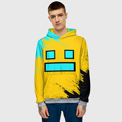 Толстовка-худи мужская GEOMETRY DASH SMILE БРЫЗГИ КРАСОК, цвет: 3D-меланж — фото 2