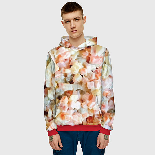 Мужская толстовка Салат Оливье Новогодняя Оливьешка / 3D-Красный – фото 3