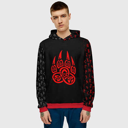 Мужская толстовка ПЕЧАТЬ ВЕЛЕСЕ, РУНЫ / 3D-Красный – фото 3
