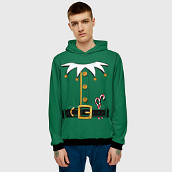 Толстовка-худи мужская Christmas Elf Outfit, цвет: 3D-черный — фото 2