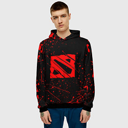 Толстовка-худи мужская DOTA 2 БРЫЗГИ КРАСОК, КРОВЬ, цвет: 3D-черный — фото 2